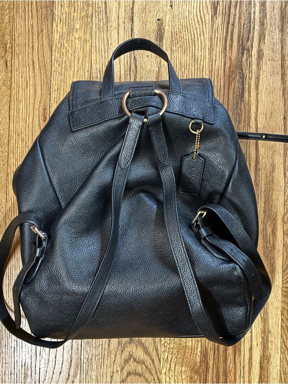 Coach Turnlock Rucksack Backpack Black Pebble Leather Bag Retail $398 - Picture 2 of 8